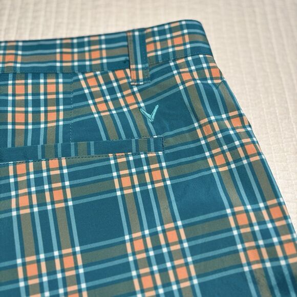 Men’s Callaway Golf Shorts Plaid 42 Green Orange - Picture 5 of 8